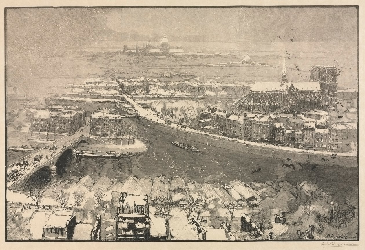 París bajo la nieve, 1890 de Auguste Louis Lepère