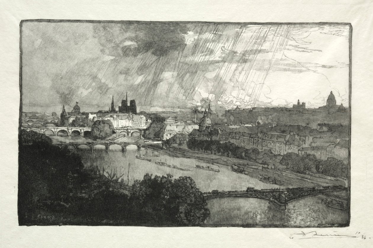 París, visto desde el Pabellón de Flore, 1890 de Auguste Louis Lepère