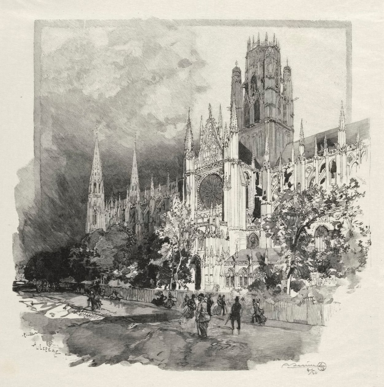 Rouen Illustré: Iglesia de Saint Ouen de Auguste Louis Lepère
