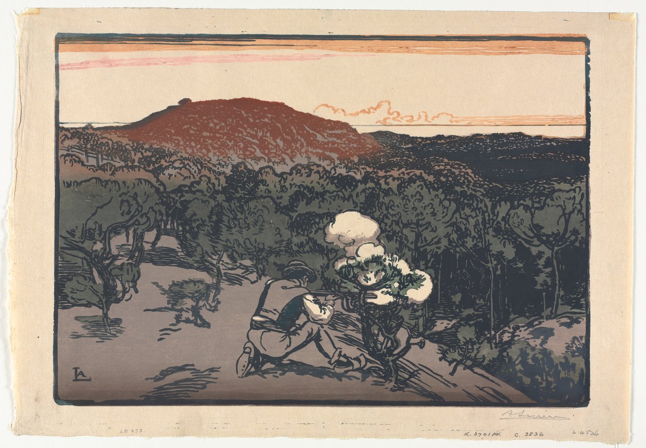 El cazador furtivo, Dunas de Saint Jean de Mont, 1901 de Auguste Louis Lepère
