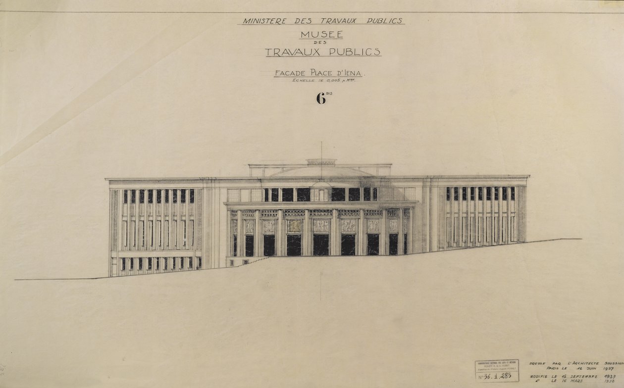 Proyecto para el Musee des Travaux Publiques, Fachada, Place d
