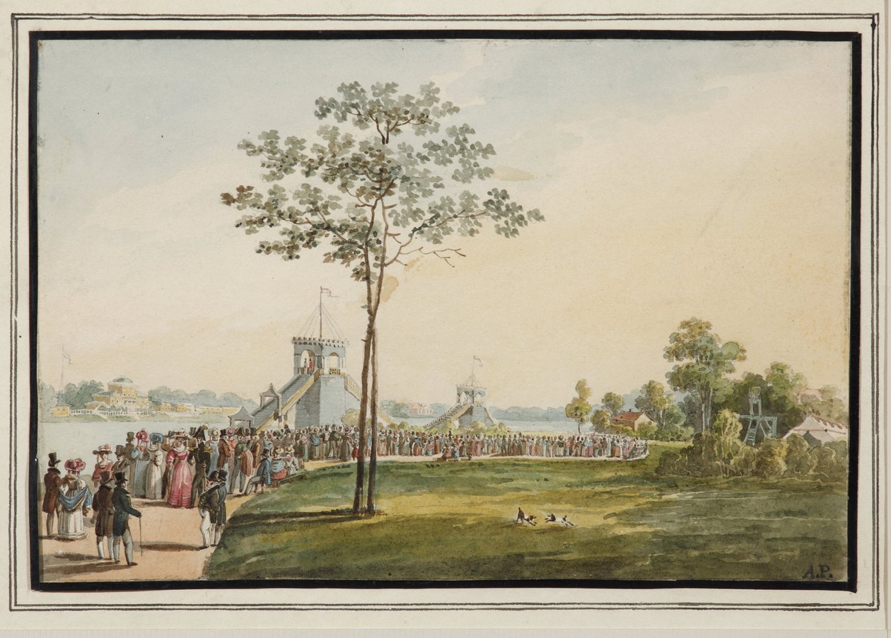 Las montañas rusas de la isla Krestovsky - Auguste Poireau (1780-1844). Acuarela sobre papel de Auguste Poireau