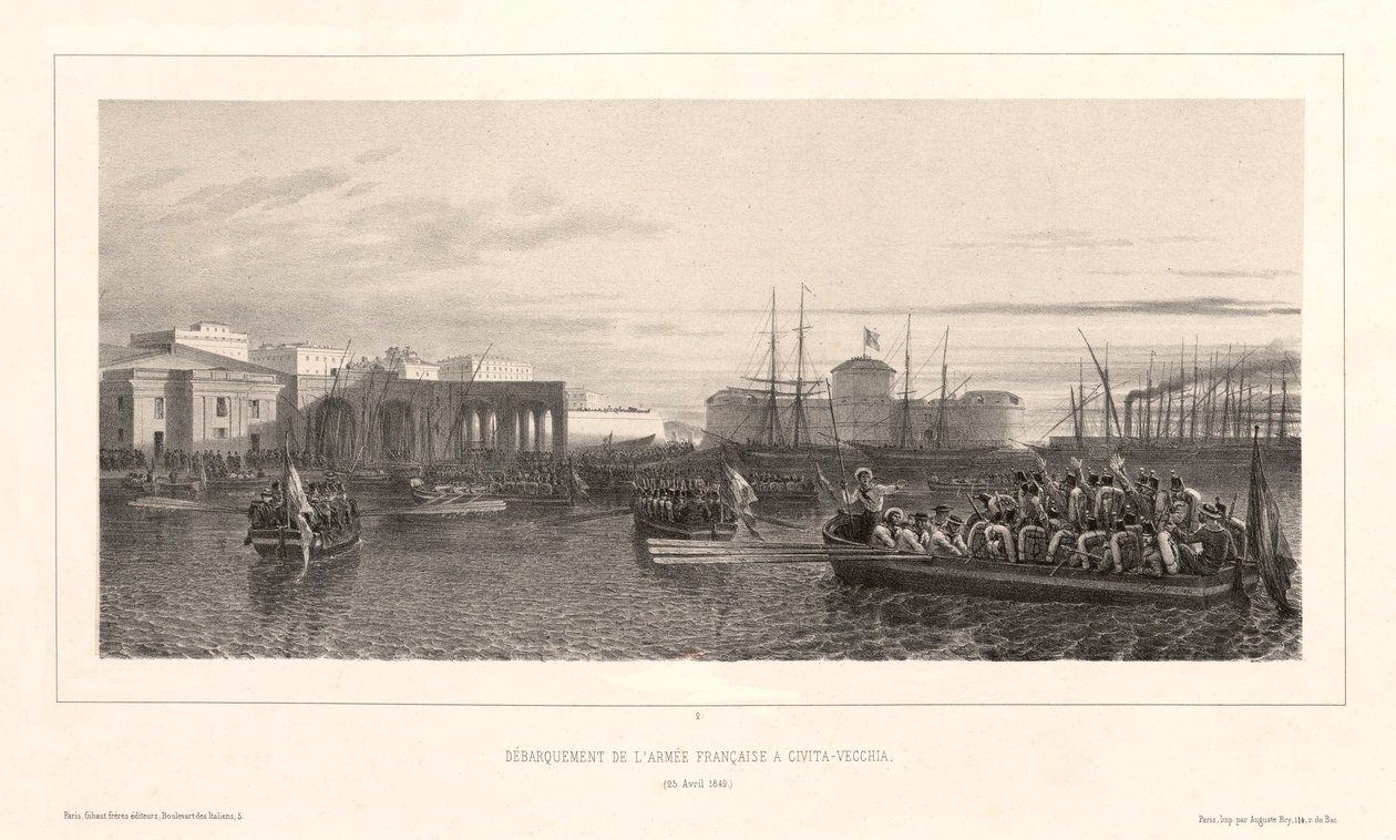 Desembarco del ejército francés en Civita-Vecchia, 25 de abril de 1849 de Auguste Raffet
