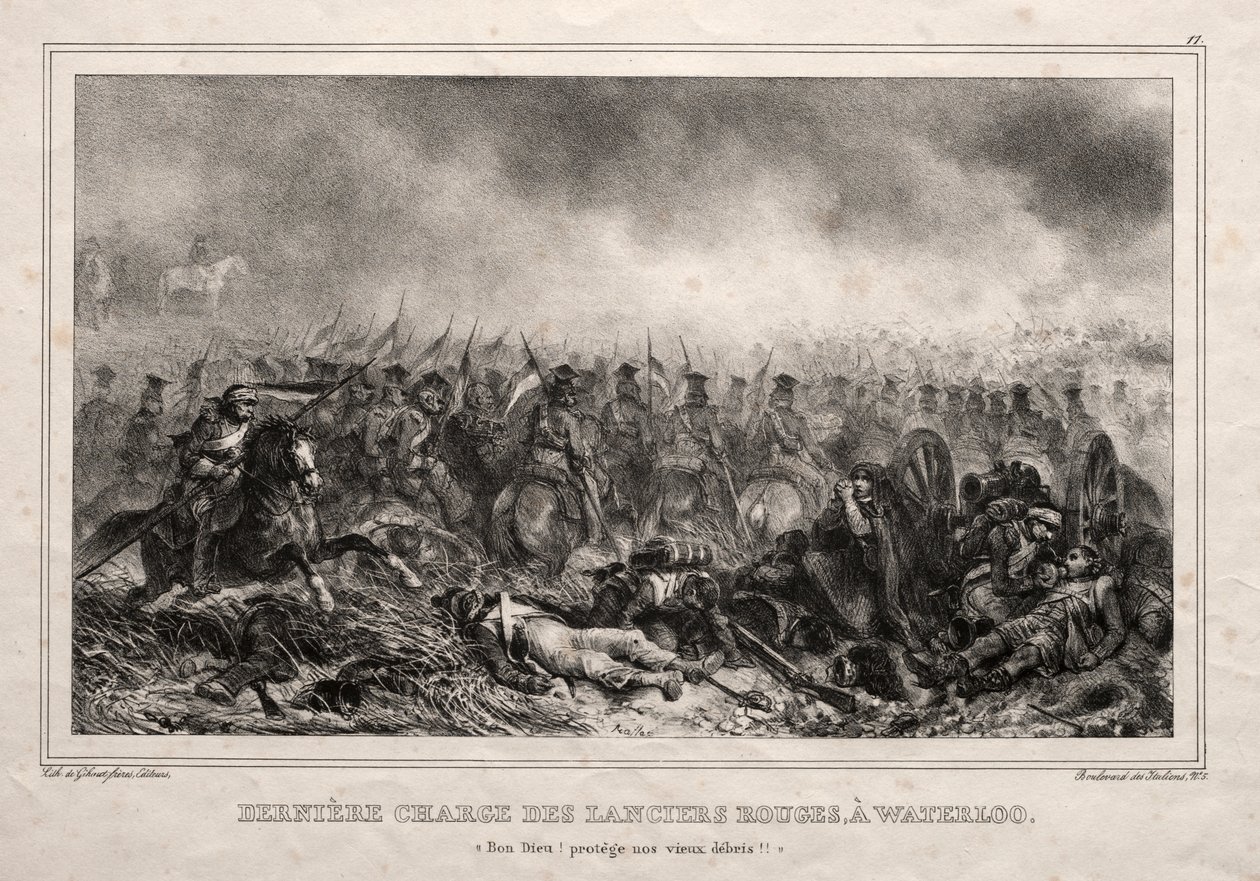 Última Carga de los Lanceros Rojos en Waterloo de Auguste Raffet