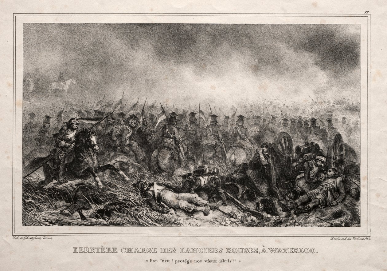 Última carga de los lanceros rojos en Waterloo de Auguste Raffet