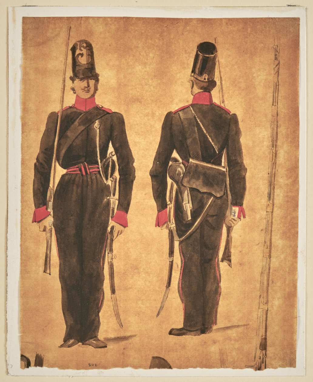 Estudio de uniforme militar: artillería de Auguste Raffet