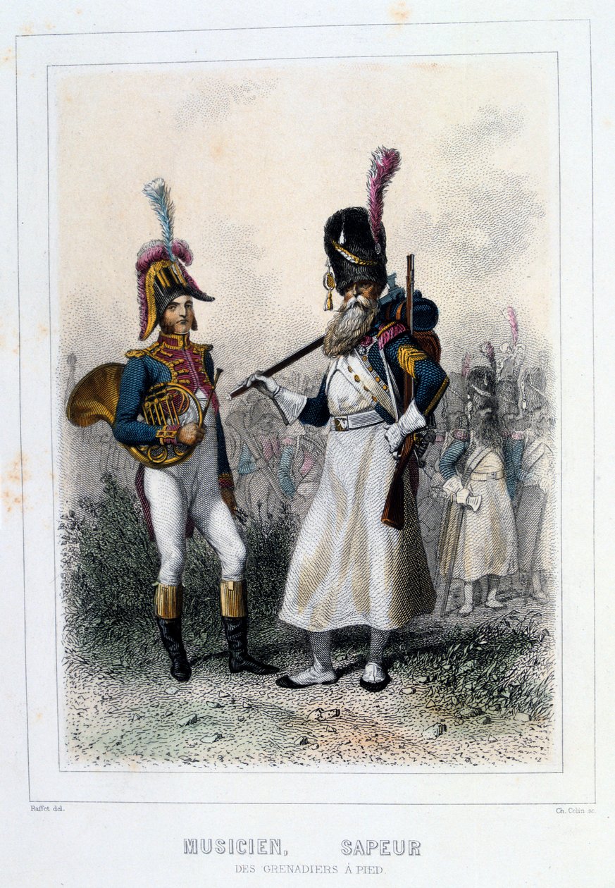 Músico y zapador de los Granaderos a Pie, 1859 de Auguste Raffet