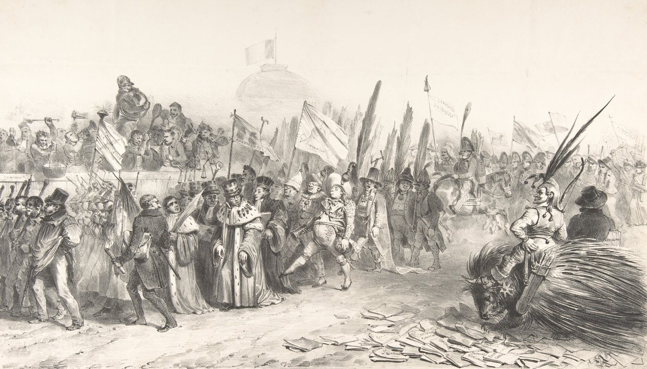 La gran revisión del Juste-Milieu pasando La Caricature, octubre de 1832 de Auguste Raffet