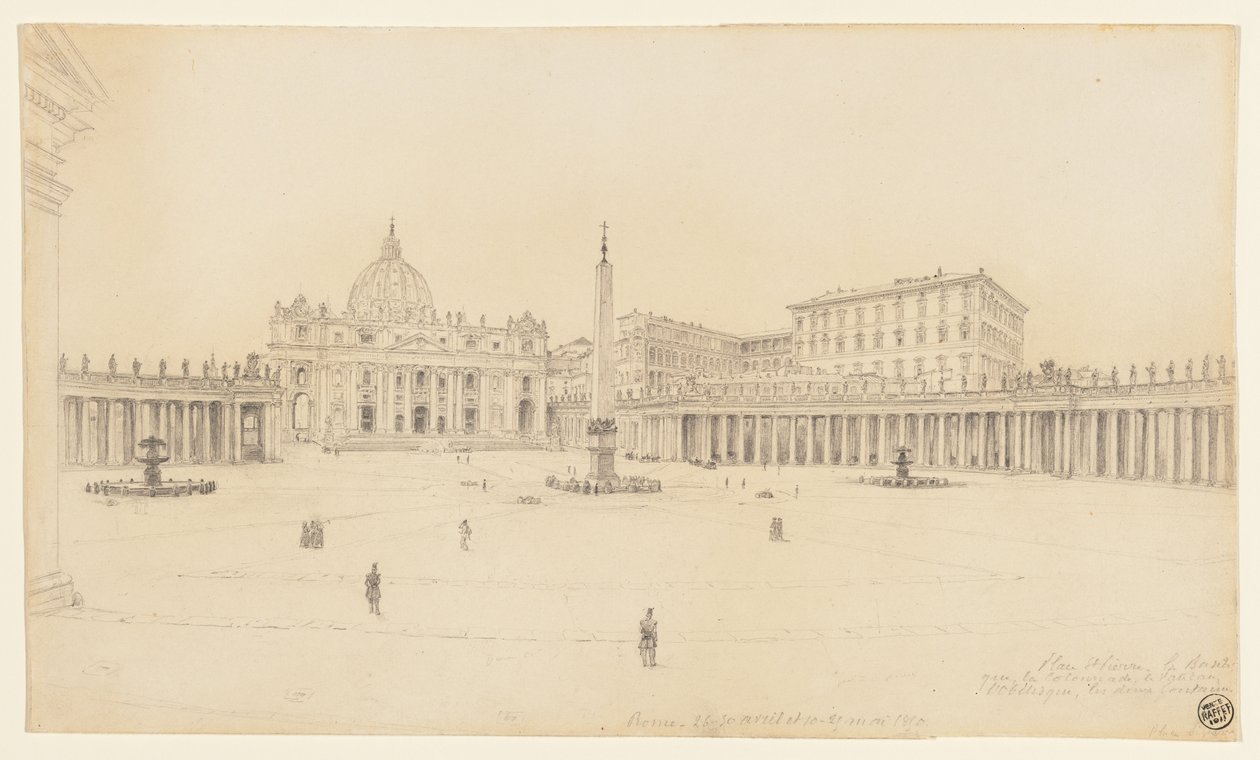 Vista de la plaza de San Pedro, Roma de Auguste Raffet