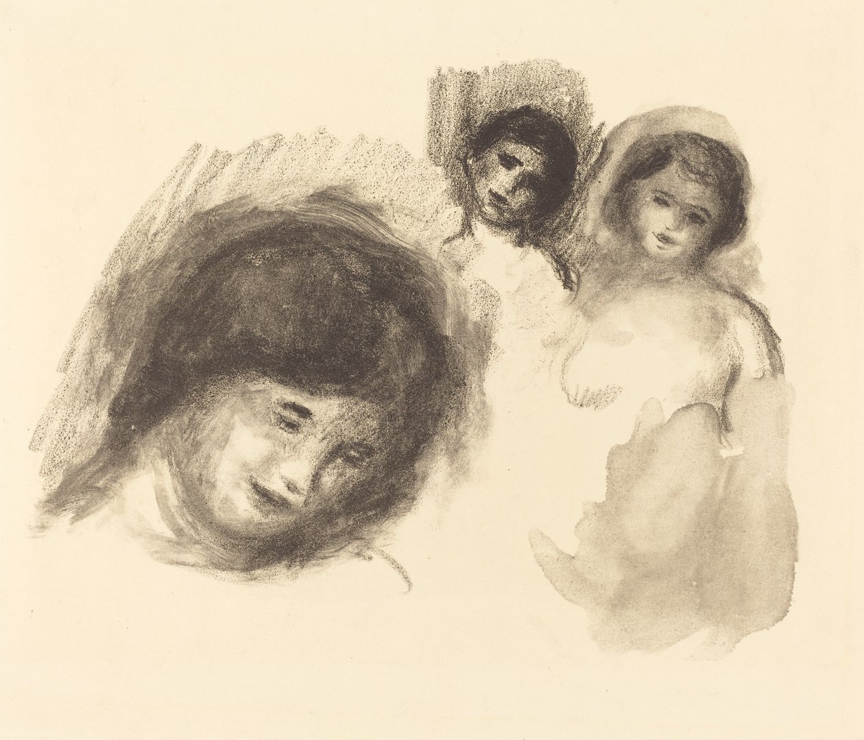 Piedra con tres bocetos de Auguste Renoir