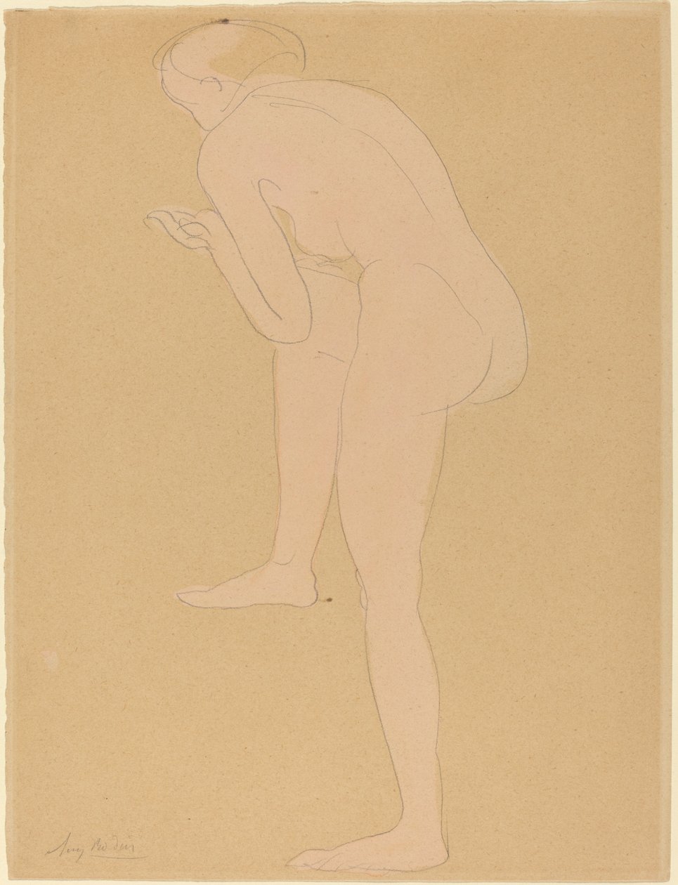 Figura inclinada hacia adelante con la rodilla derecha levantada de Auguste Rodin