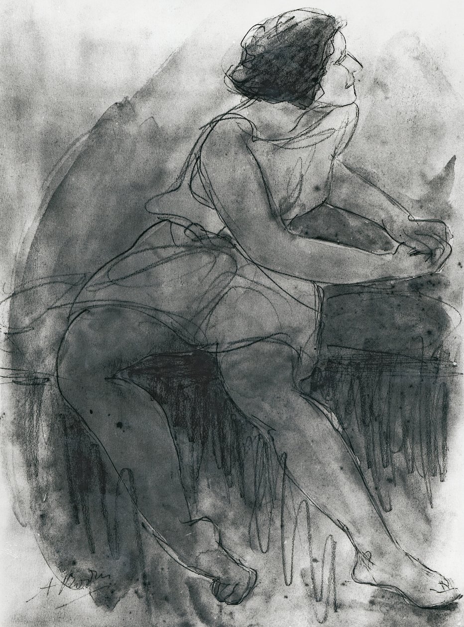 Isadora Duncan (1878-1927) (lápiz y lavado sobre papel) de Auguste Rodin