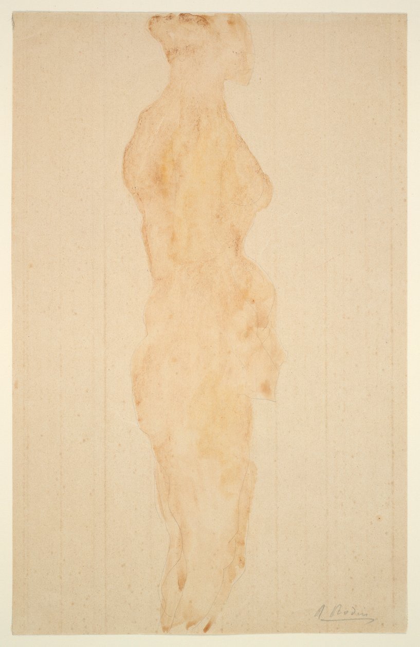 Desnudo de pie, vista lateral de Auguste Rodin