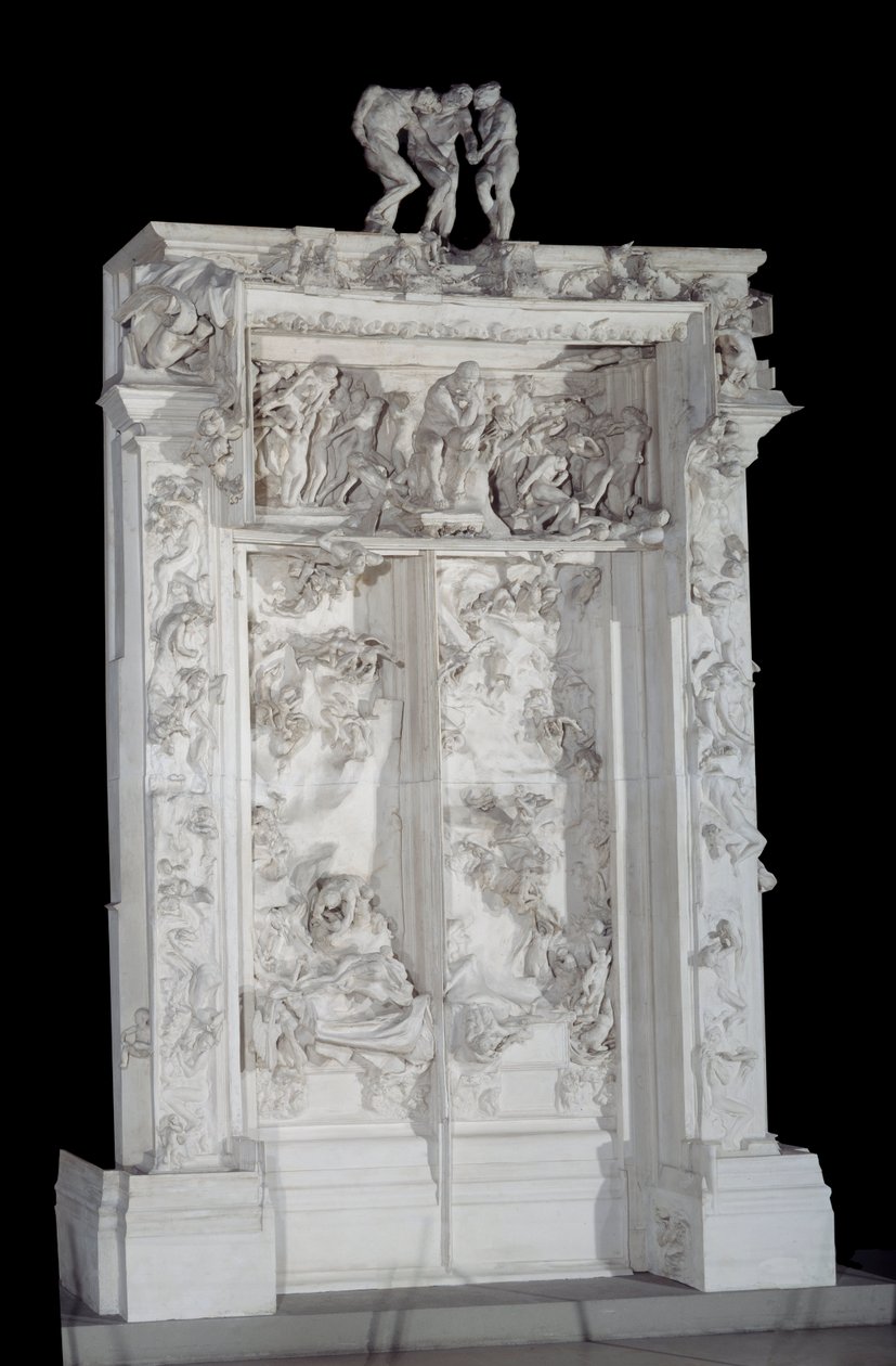La puerta al infierno. Alto relieve en yeso que supera el grupo de sombras de Auguste Rodin