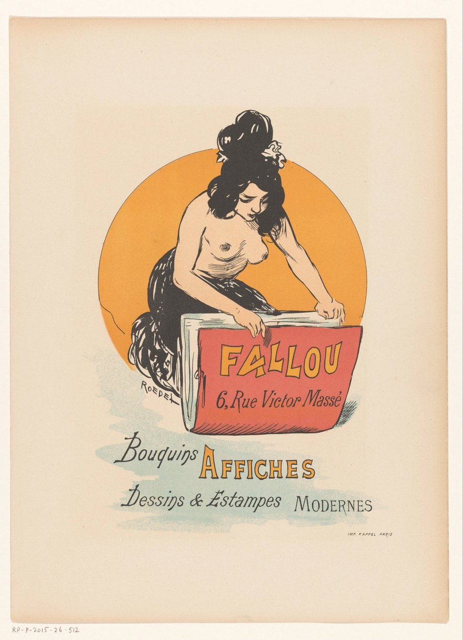 Cartel para la librería e imprenta Fallou en París de Auguste Roedel
