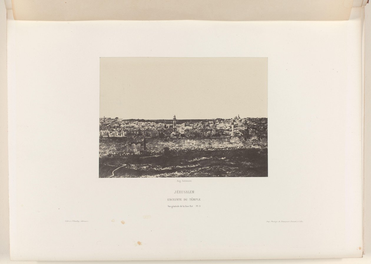 Gezicht op Jeruzalem, met de ommuring van de tempel Jerusalén. Recinto del templo. Vista general de la cara este (título sobre objeto) de Auguste Salzmann