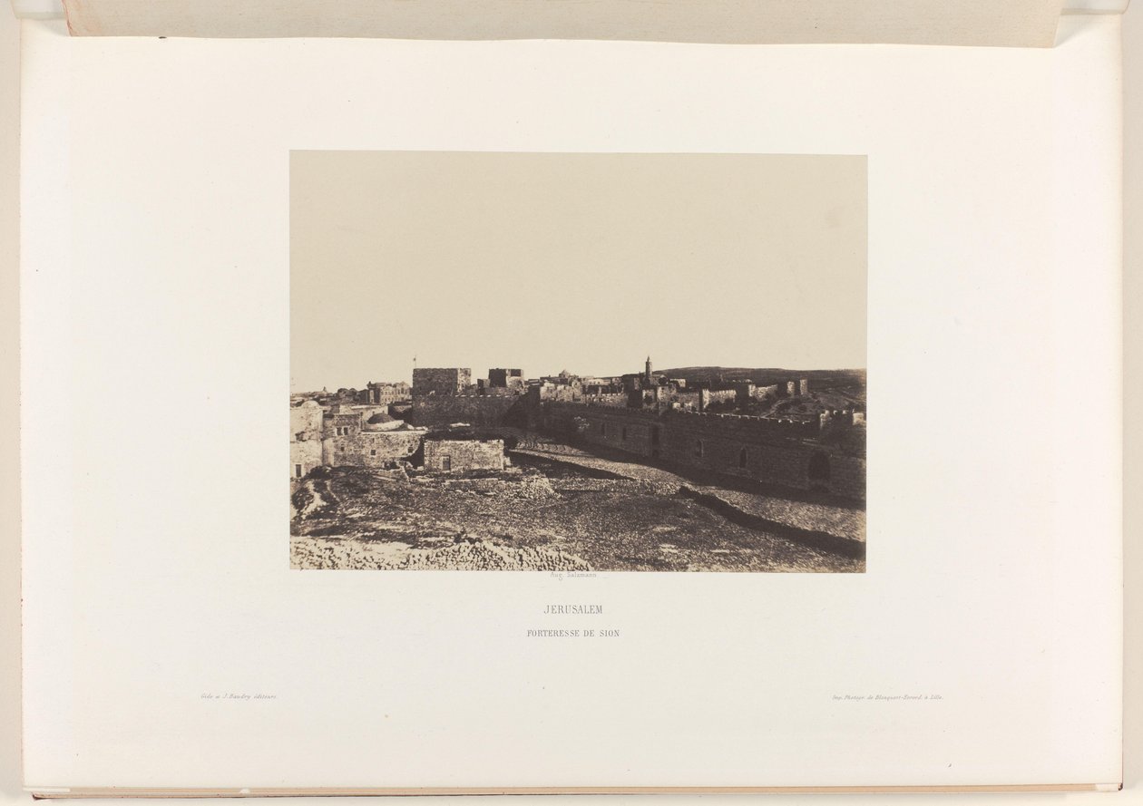 Vista de Jerusalén desde Sión Jerusalén. Fortaleza de Sión (título sobre el objeto) de Auguste Salzmann