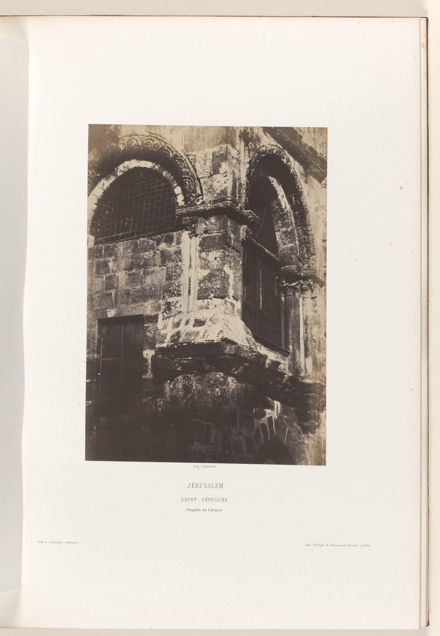Kapel van de Heilig Grafkerk, Jerusalén Jerusalén. Santo Sepulcro. Calvary Chapel (título sobre el objeto) de Auguste Salzmann