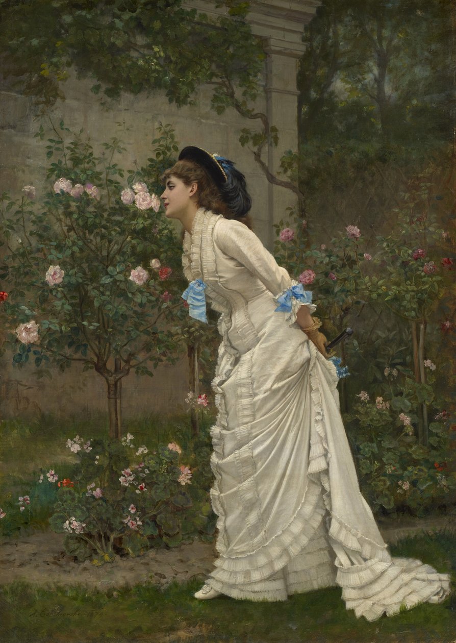 Mujer y rosas, 1879 de Auguste Toulmouche
