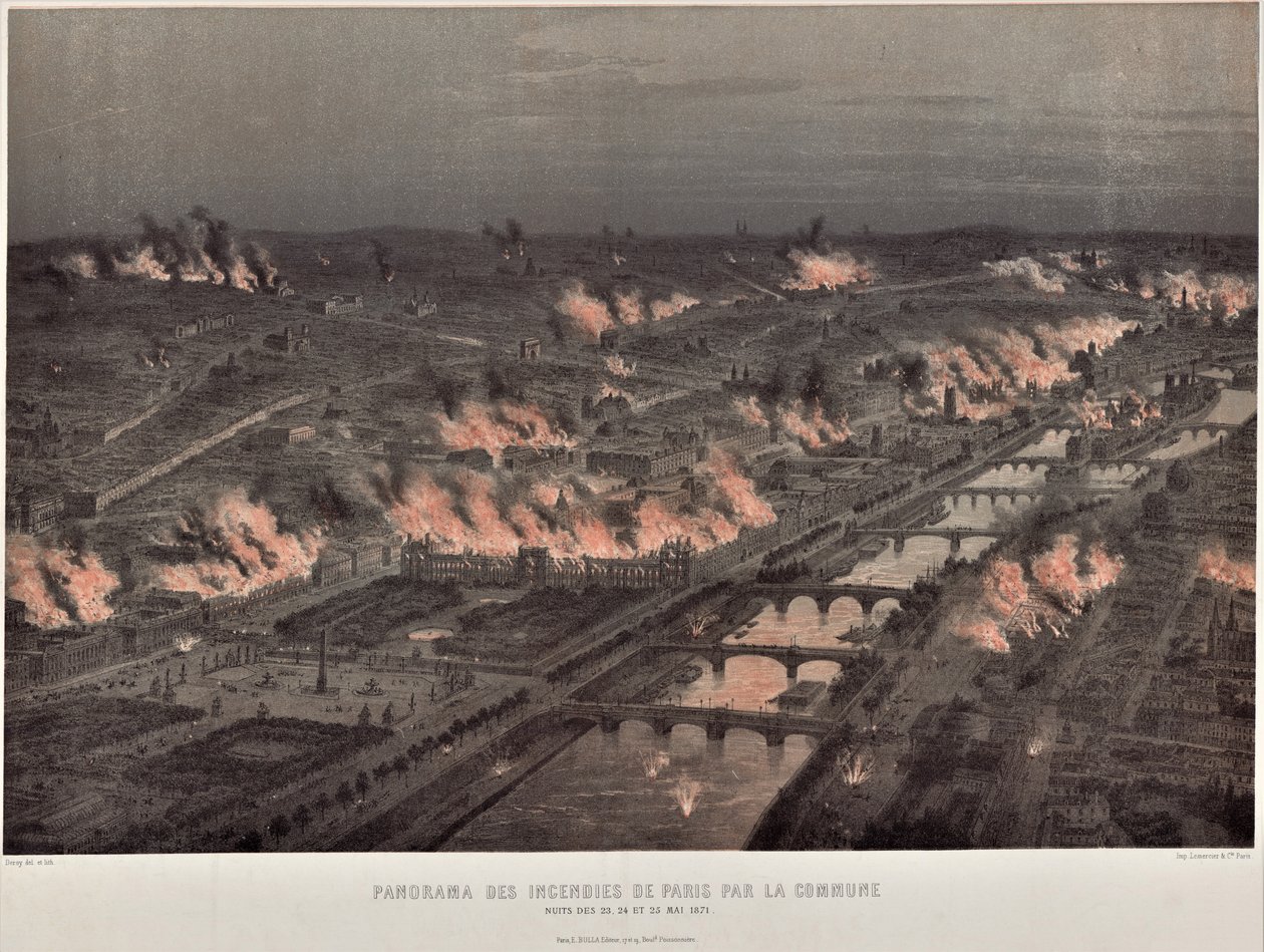 La noche de la Comuna del 23 al 24 de mayo provoca incendios en París de Auguste Victor Deroy
