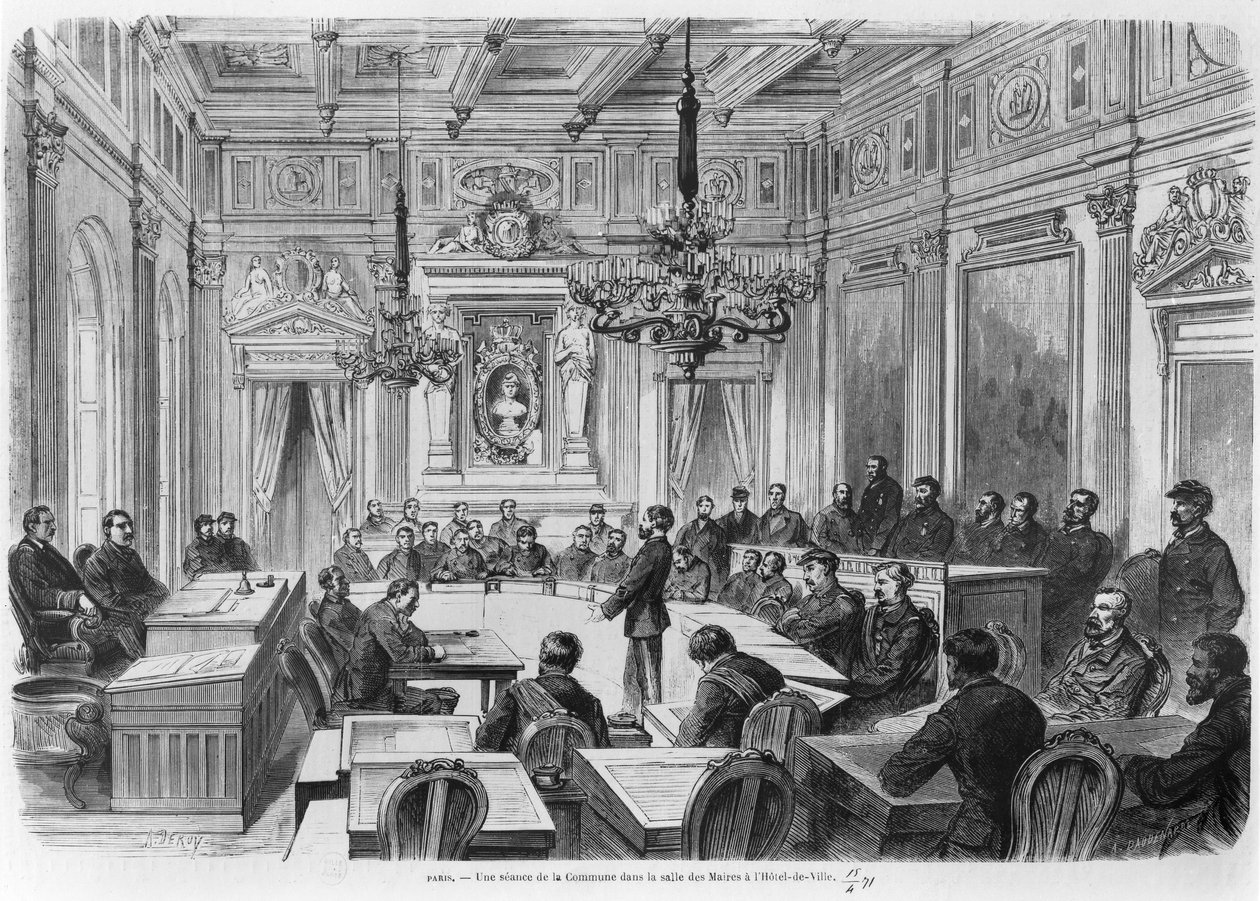 Miembros de la Comuna en sesión en el Hotel de Ville, Salle des Maires, París, 1871 de Auguste Victor Deroy