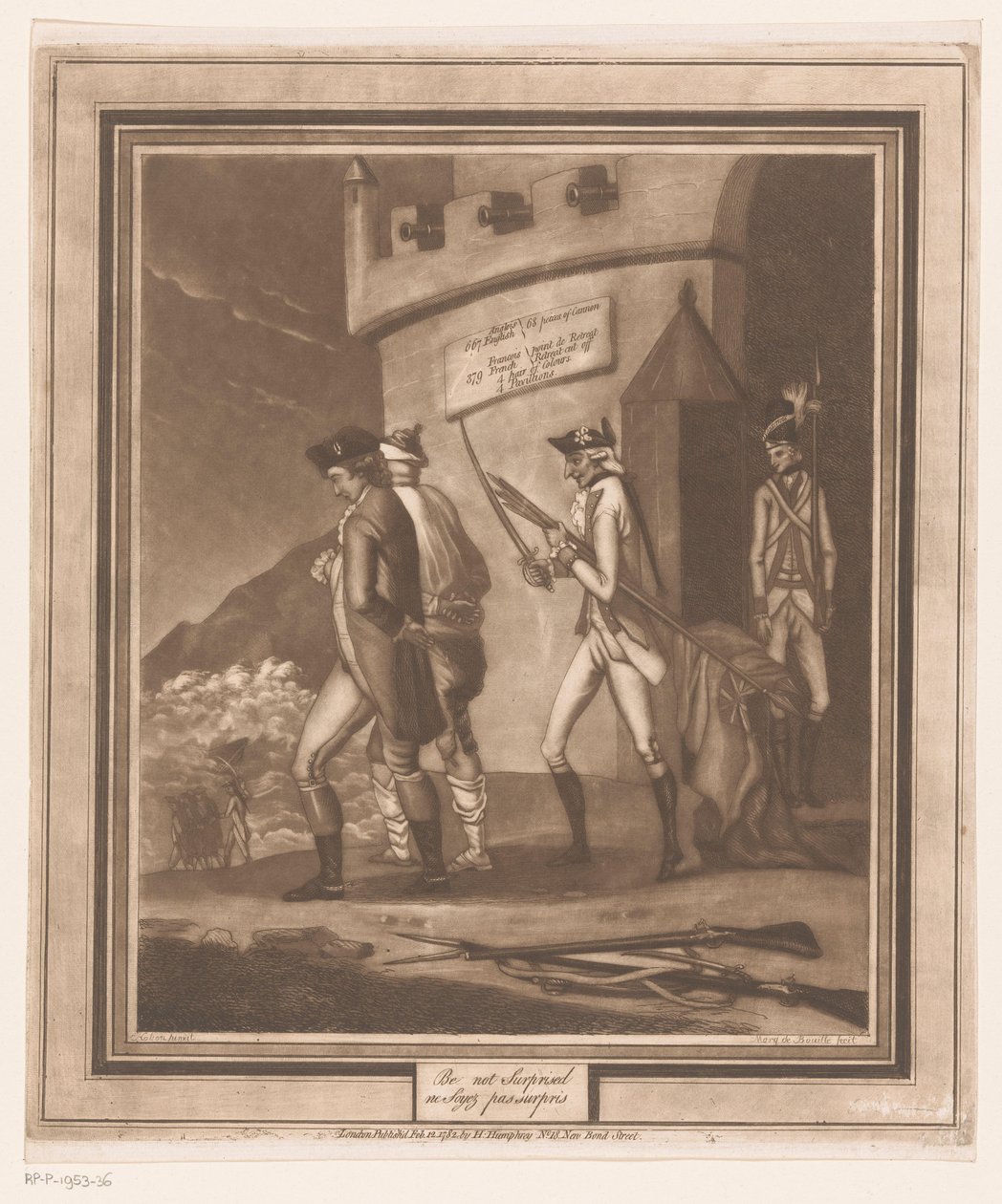 Soldados con dos presos en la torre No te sorprendas/ ne soyez pas surpris (título sobre objeto) de Auguste de Bouillé