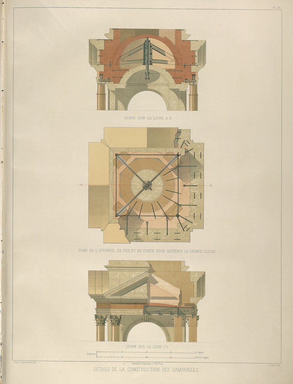 (Detalle) de la construcción del campanario De: La construcción de la Catedral de San Isaac, 1845 de Auguste de Montferrand