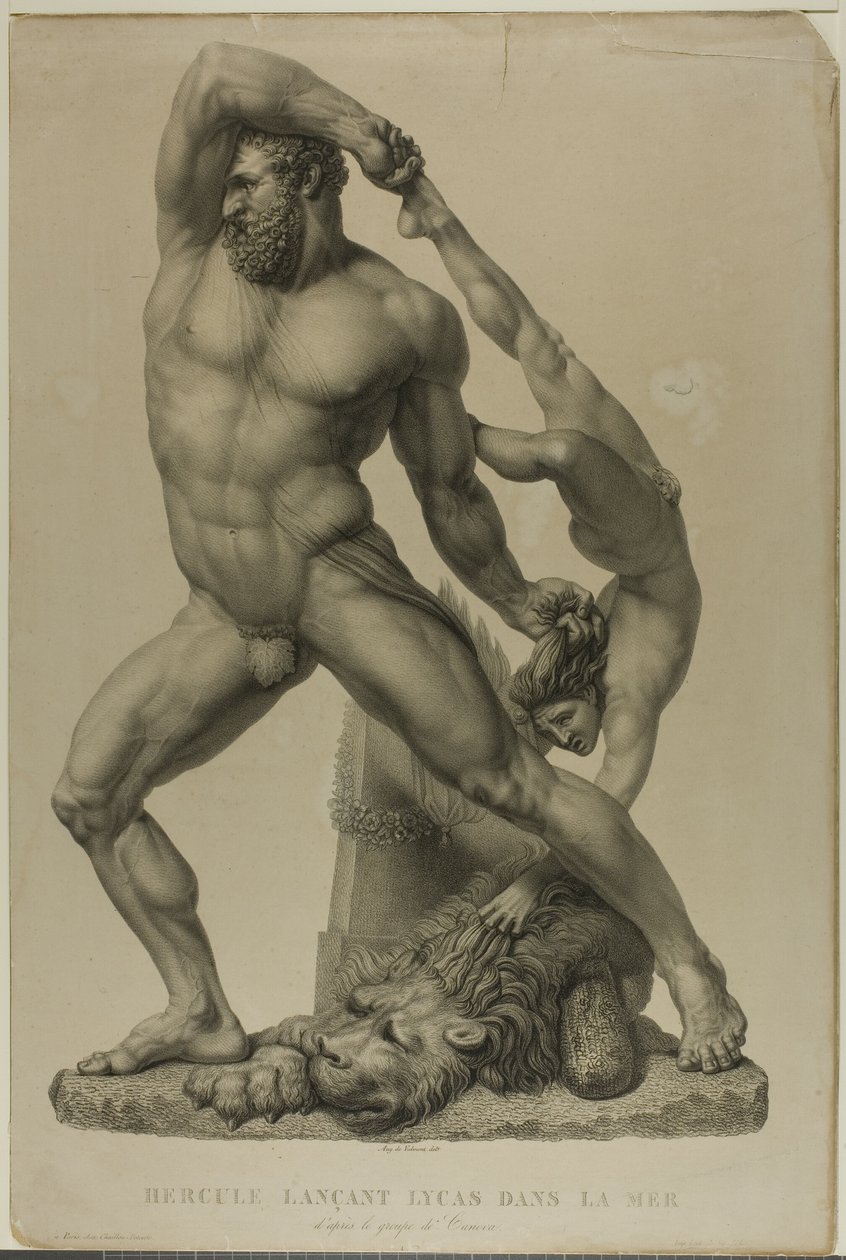 Hércules arrojando a Licas al mar de Auguste de Valmont