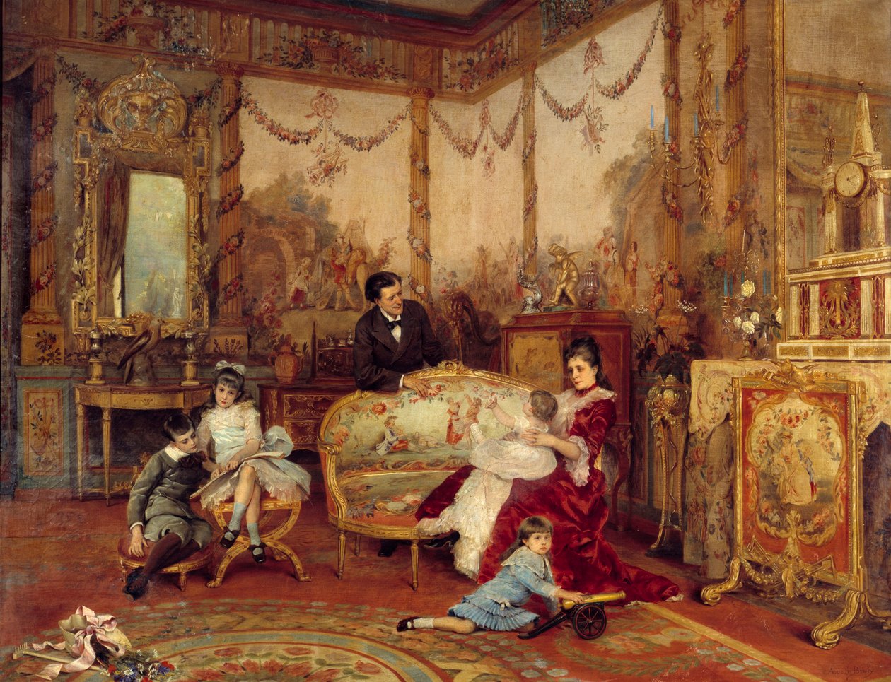 Victorien Sardou (1831 - 1908), dramaturgo, y sus hijos de Auguste de la Brely