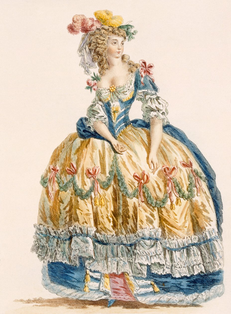 Vestido de baile elaborado para dama, grabado por Dupin, de 