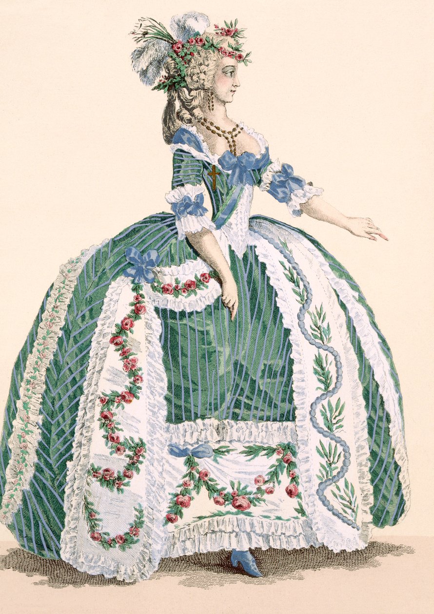 Un elaborado vestido de corte real, grabado por Dupin, placa no.272 de 