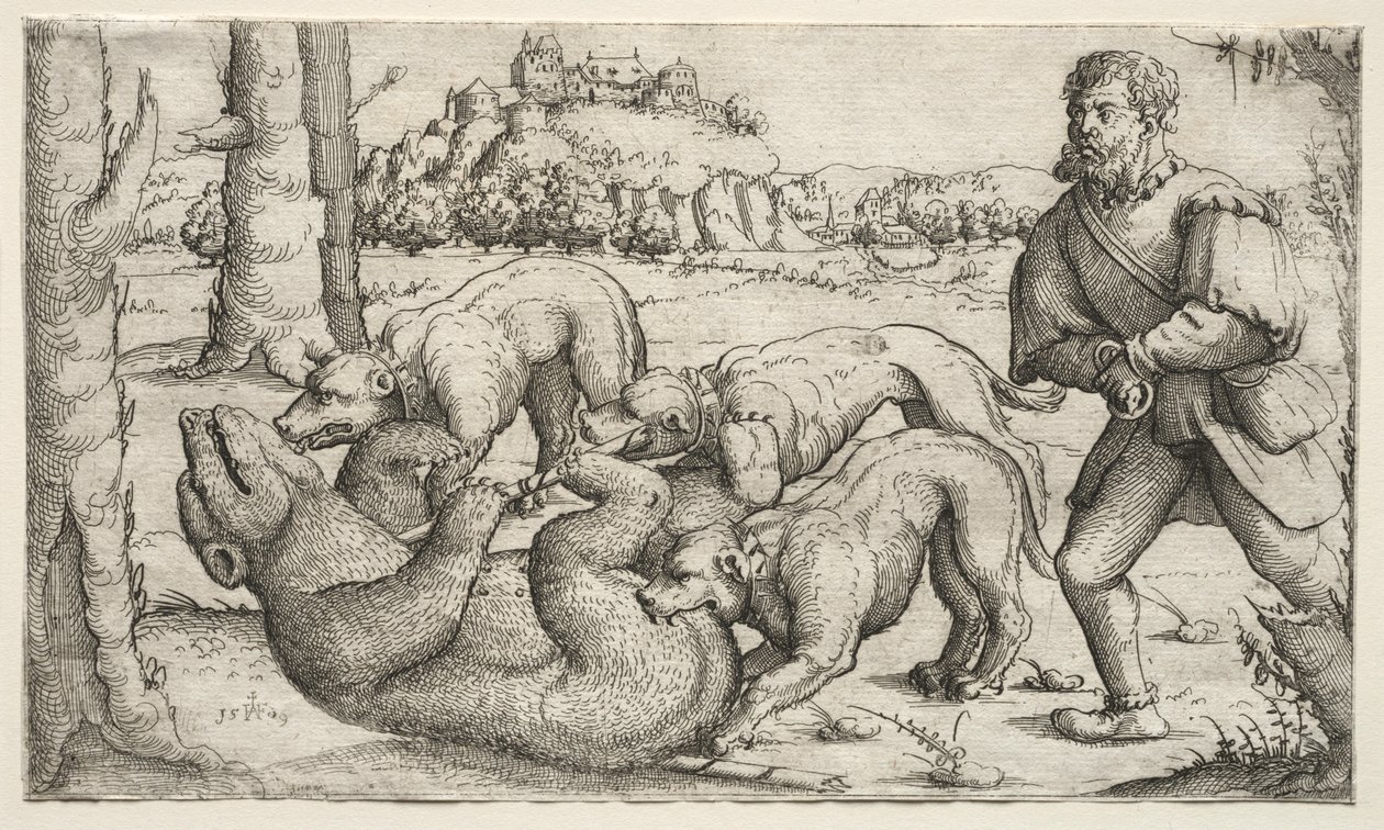 Una caza de osos, 1569 de Augustin Hirschvogel
