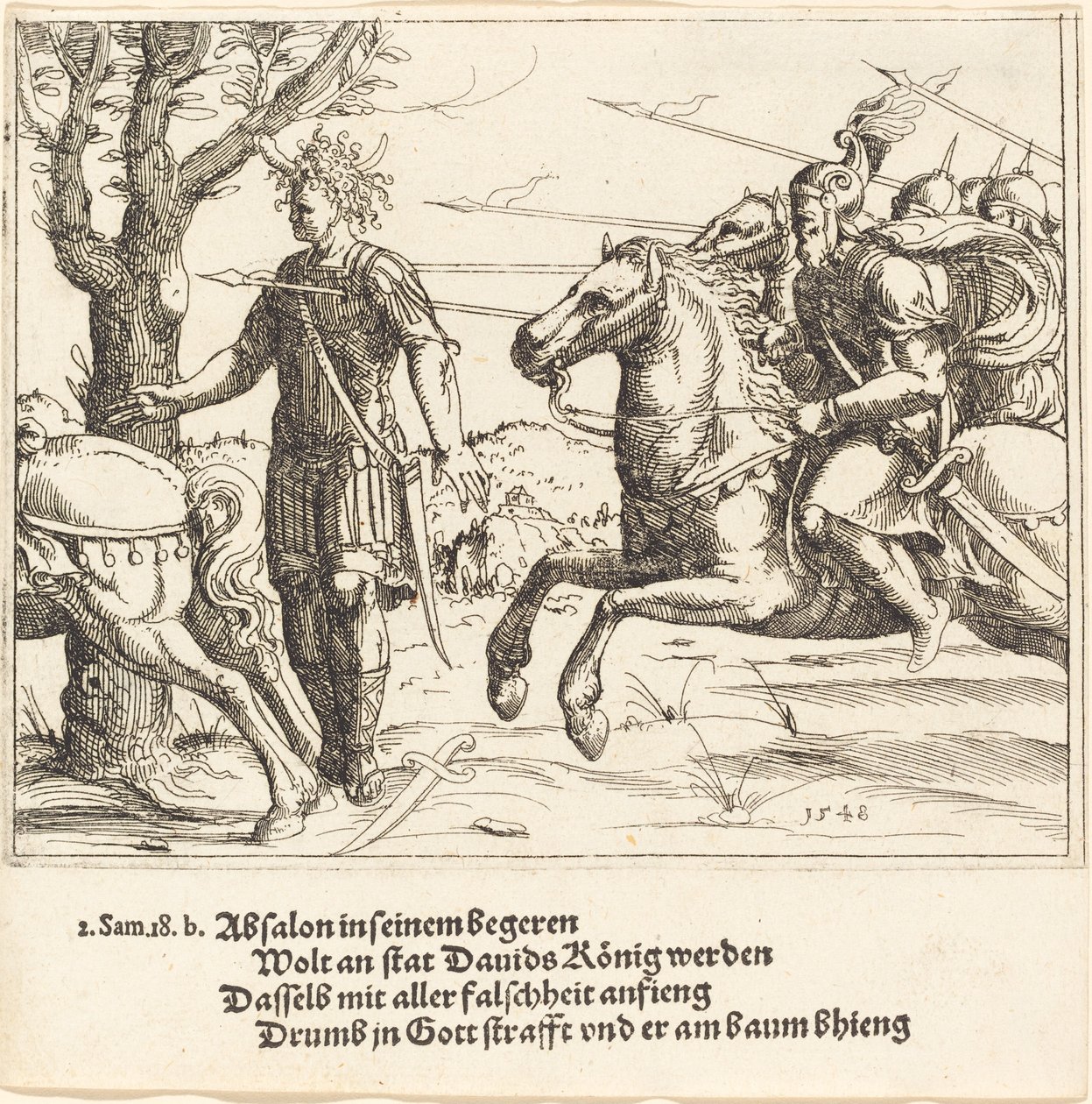 Absalón asesinado por Joab, 1548 de Augustin Hirschvogel