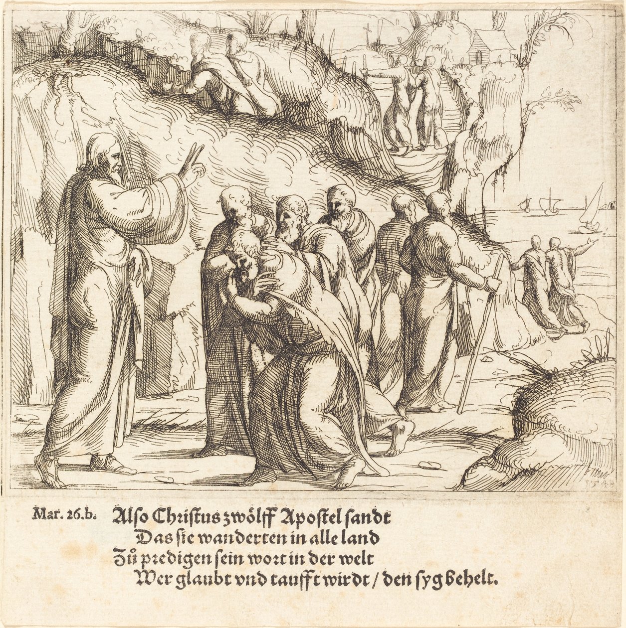 Cristo encarga a los apóstoles su misión, 1548 de Augustin Hirschvogel