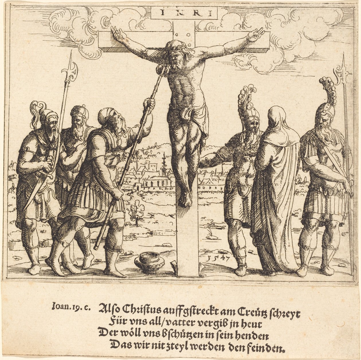 Cristo recibe vinagre para beber de Augustin Hirschvogel
