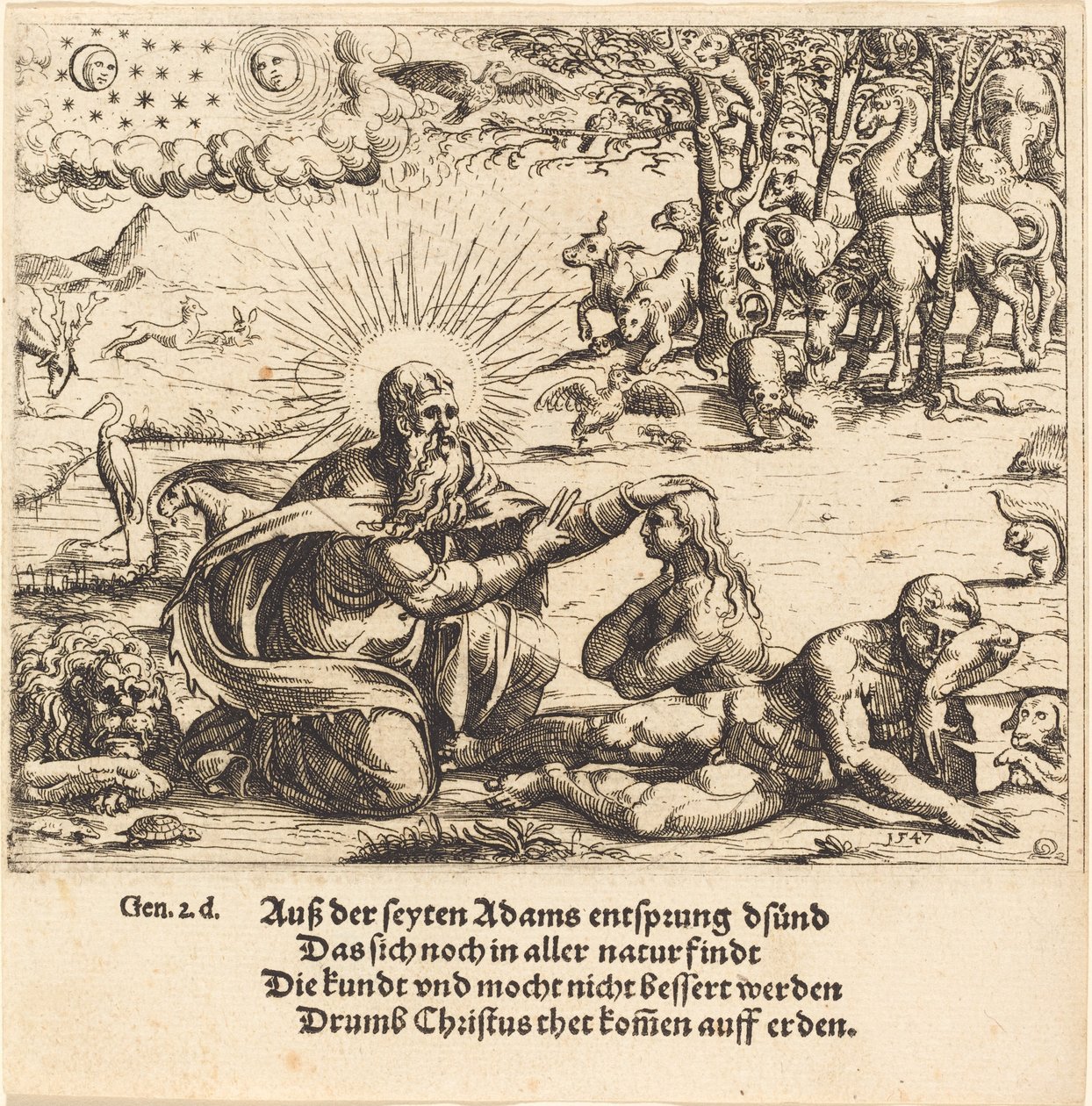 Creación de Eva, 1547 de Augustin Hirschvogel