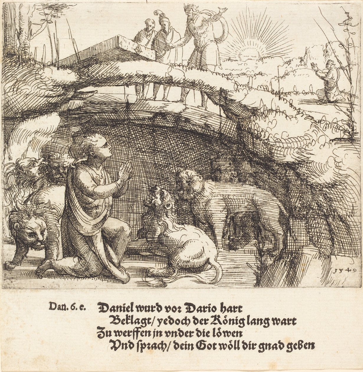 Daniel en el foso de los leones, 1549 de Augustin Hirschvogel