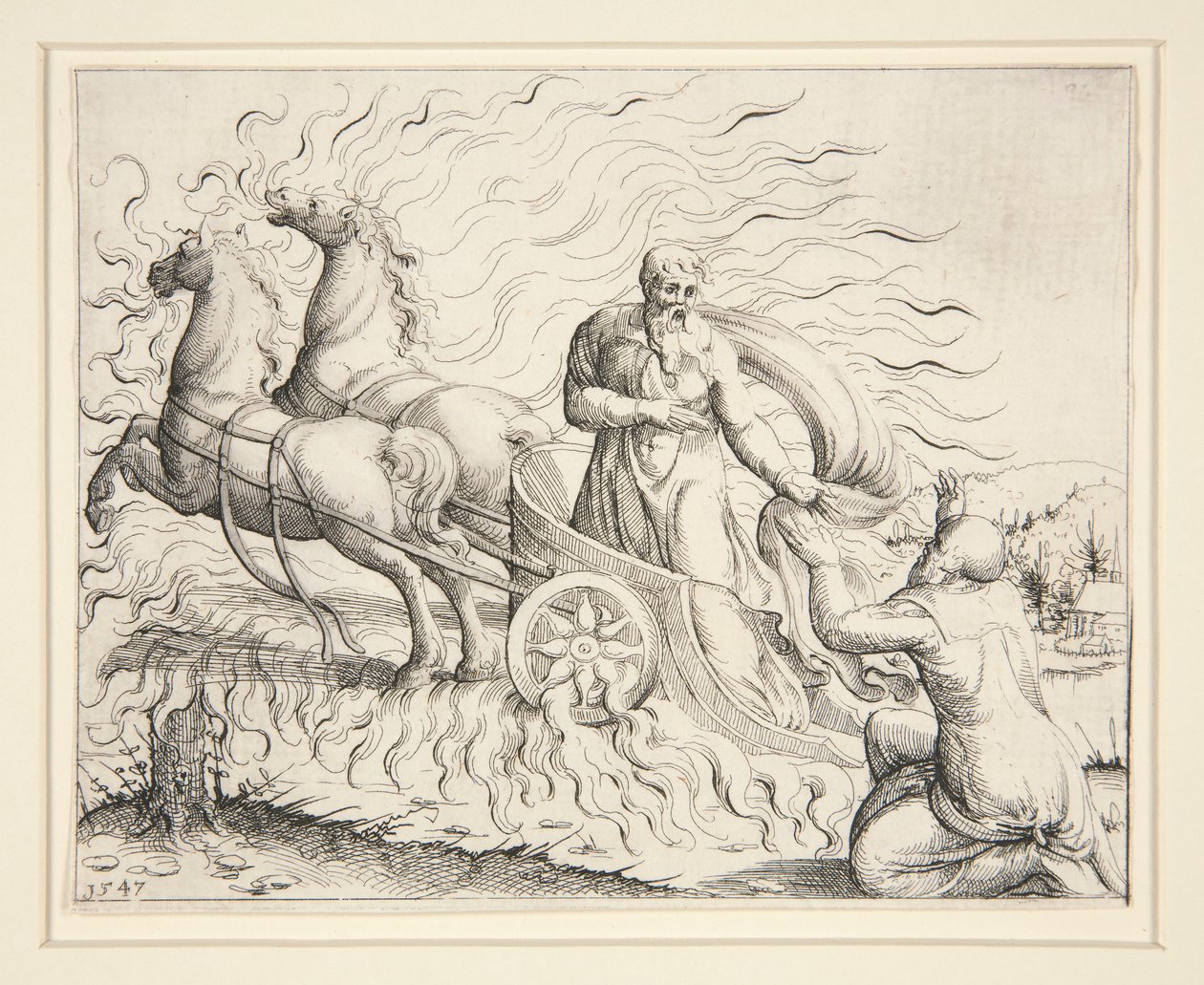 Elías en el carro de fuego de Augustin Hirschvogel