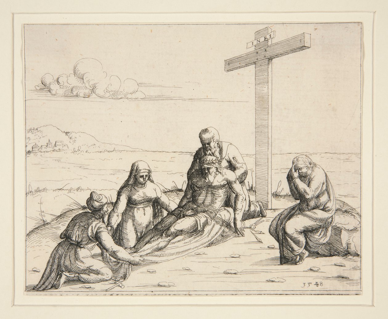 José y Nicodemo con el Cuerpo de Cristo de Augustin Hirschvogel