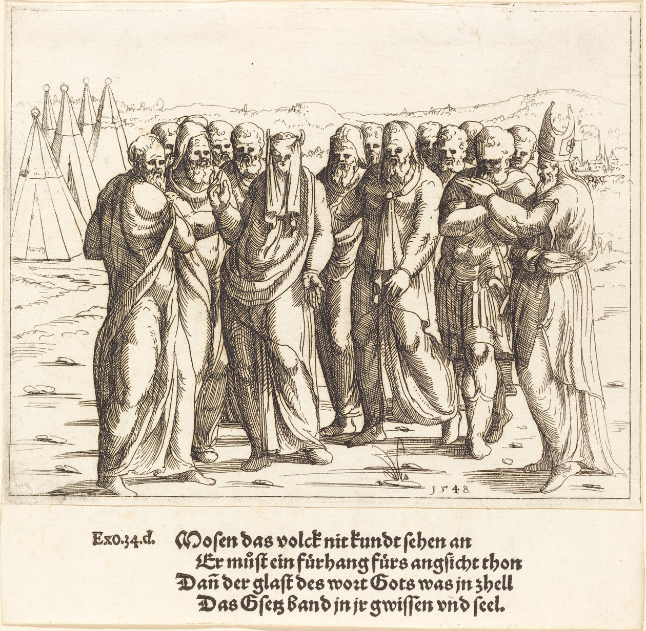 Moisés habla a los Hijos de Israel, 1548 de Augustin Hirschvogel