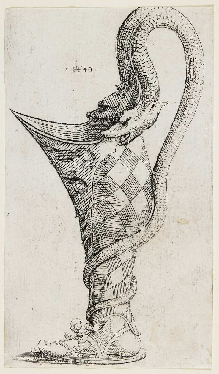 Vaso ornamental en forma de pierna, 1543 de Augustin Hirschvogel