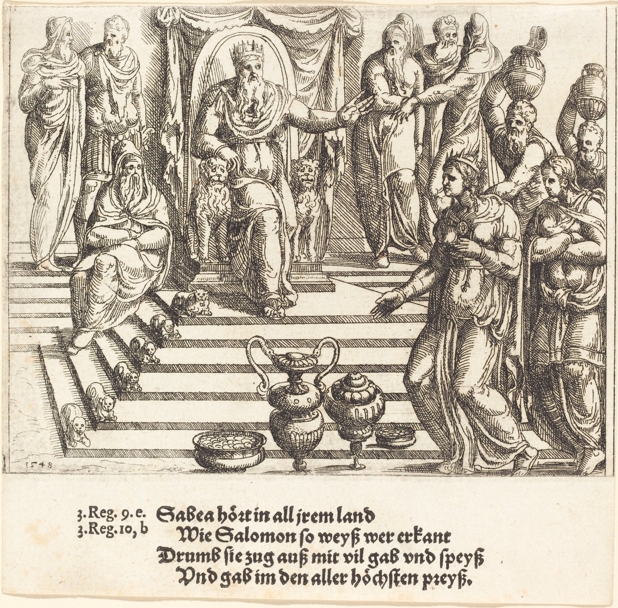 Visita de la Reina de Saba a Salomón, 1548 de Augustin Hirschvogel