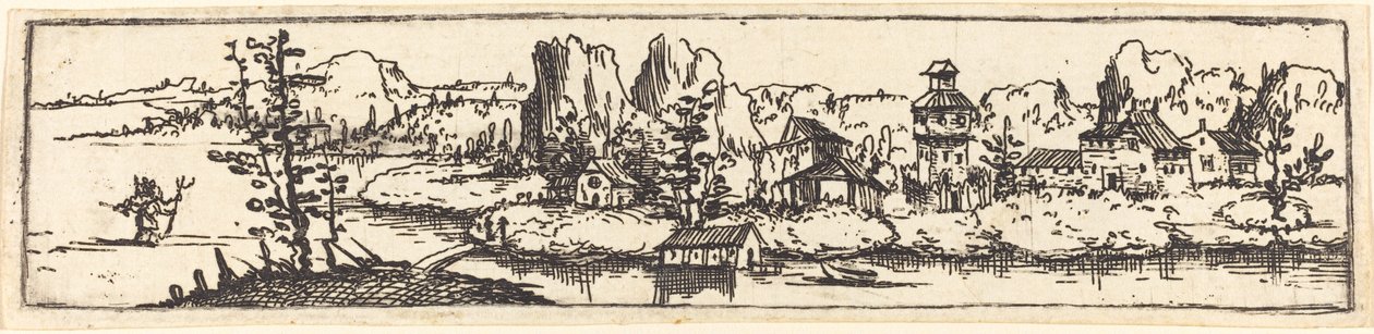 Paisaje Fluvial con San Cristóbal de Augustin Hirschvogel
