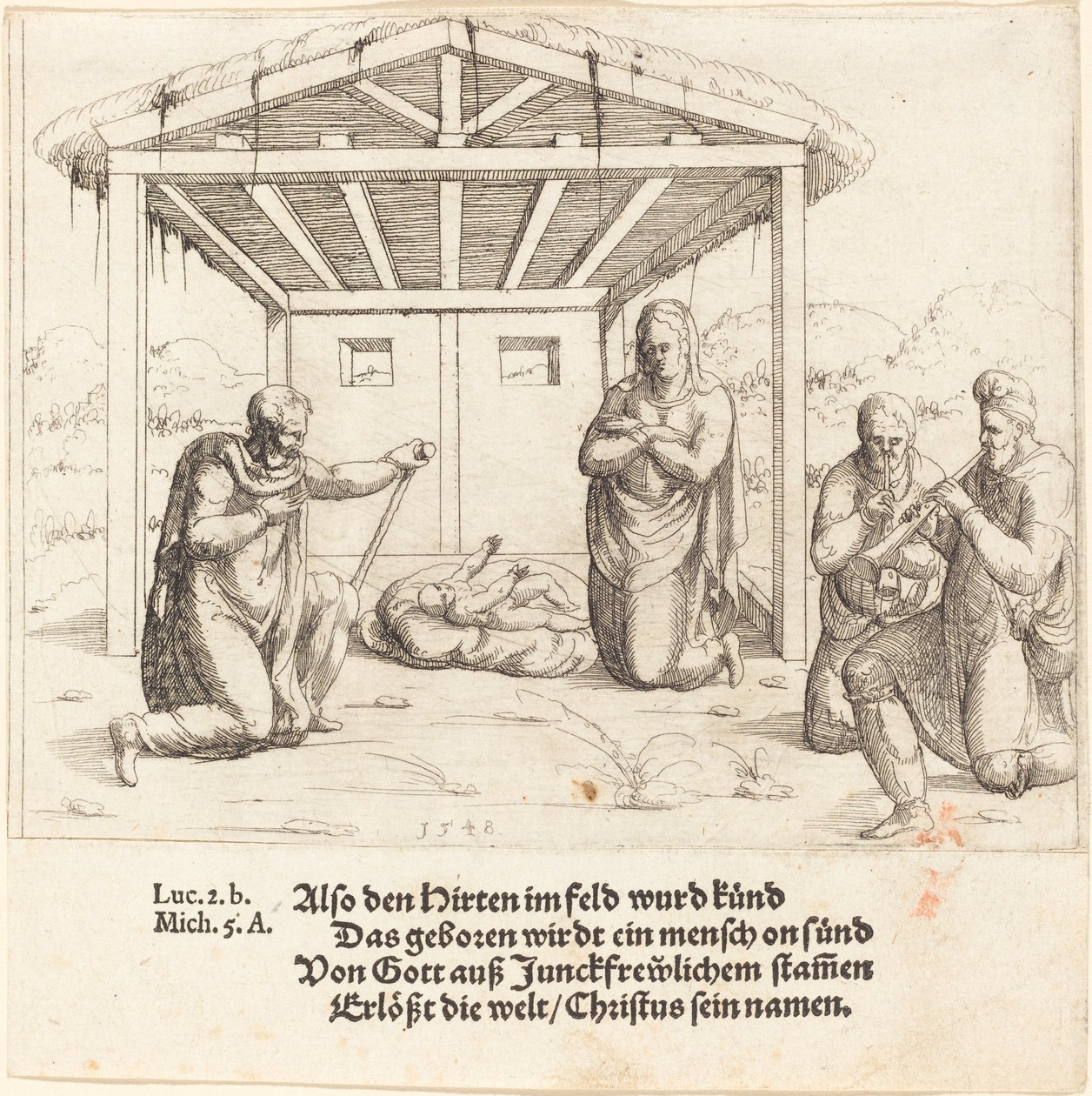 La adoración de los pastores, 1548 de Augustin Hirschvogel