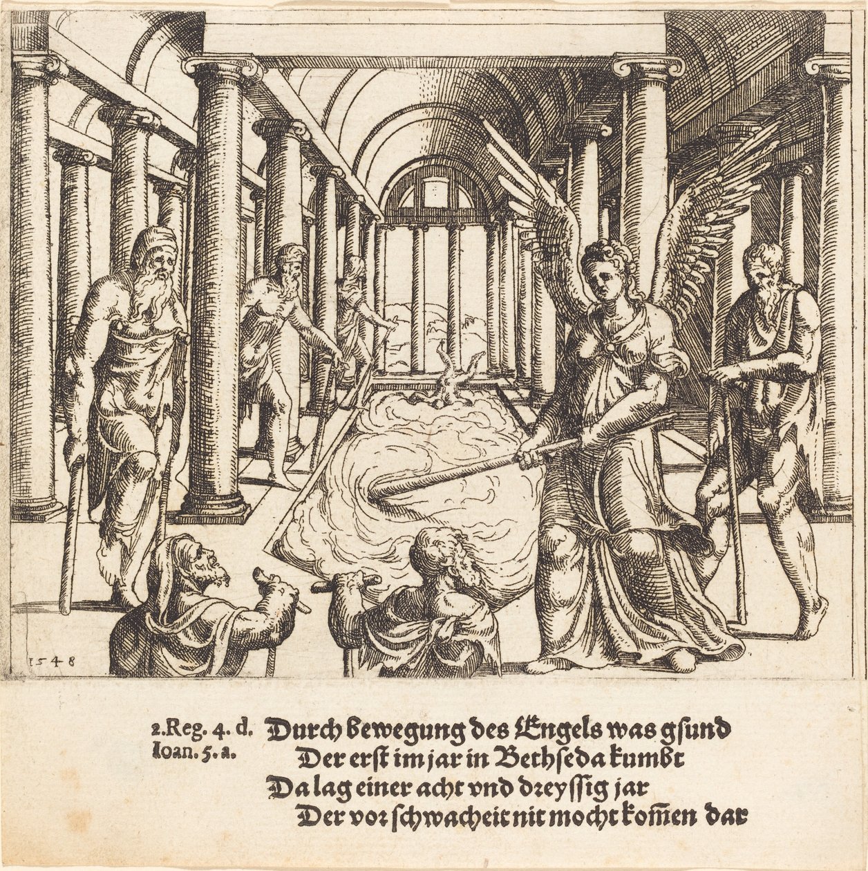 El ángel agitando la piscina de Betesda de Augustin Hirschvogel