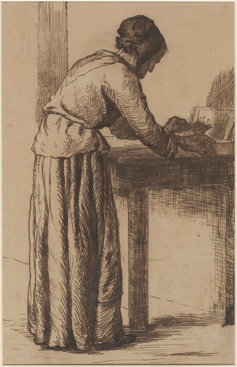 Anciana trabajando de Augustin Théodule Ribot