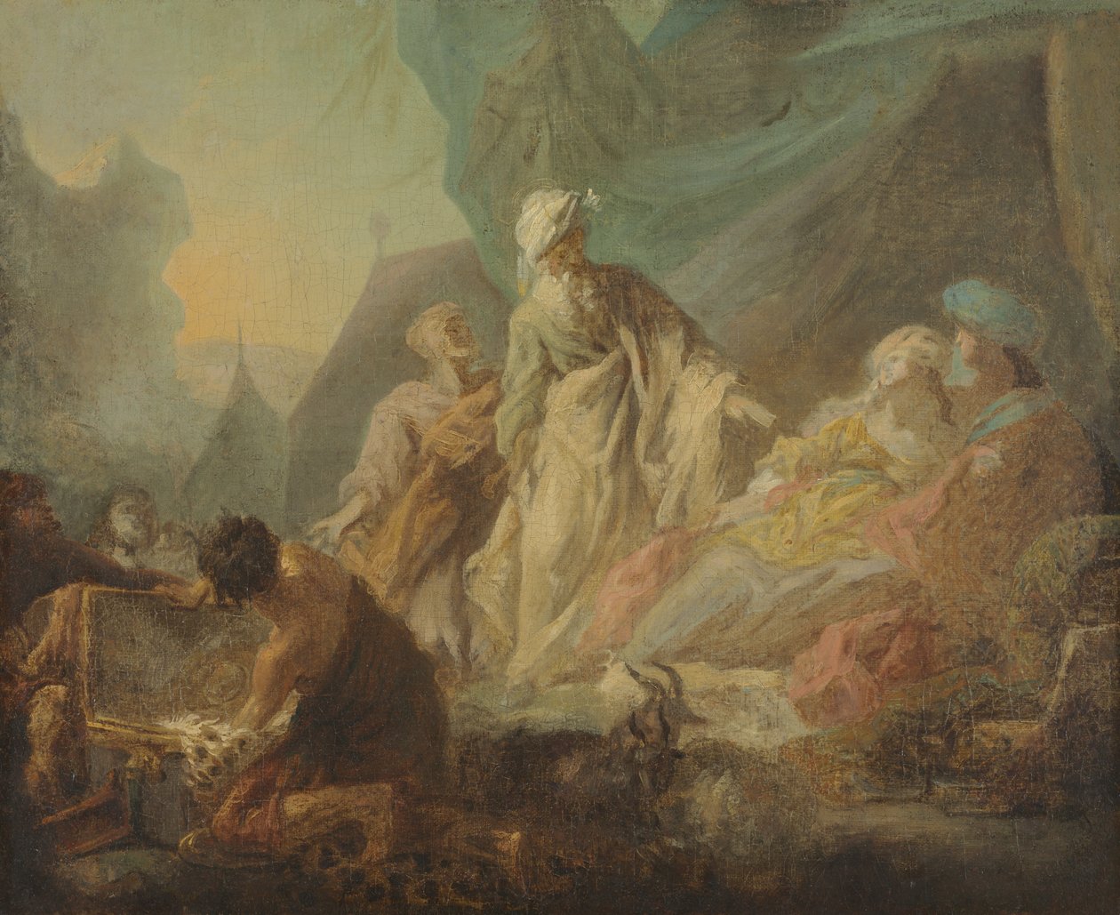 Labán Buscando sus Dioses Robados de Augustin de Saint-Aubin