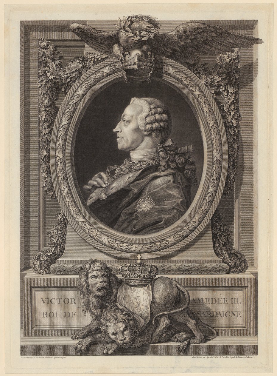 Retrato de Víctor Amadeo III, rey de Cerdeña de Augustin de Saint-Aubin