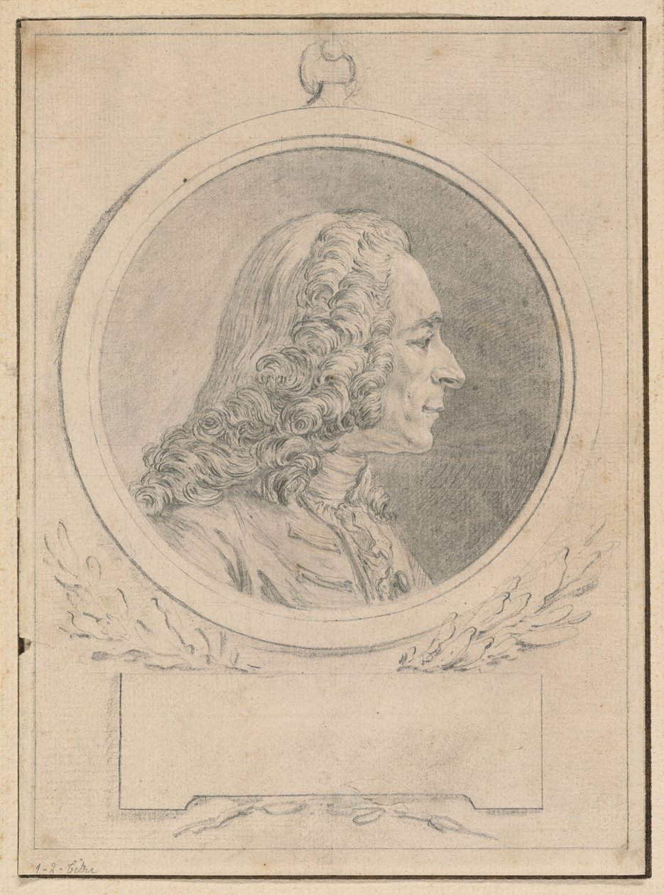 Retrato de Voltaire, según el busto de Jean-Baptiste Lemoyne II de Augustin de Saint-Aubin