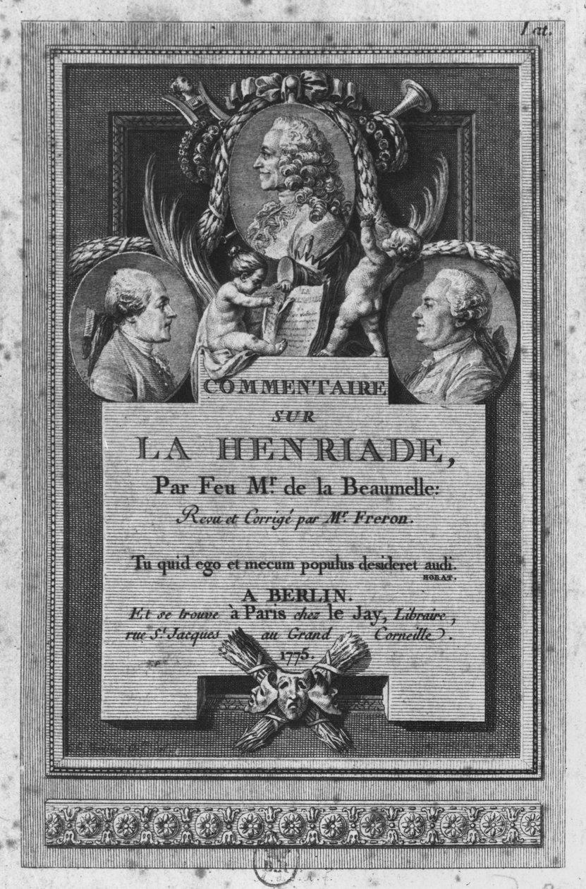 Frontispicio del comentario de de la Beaumelle de 